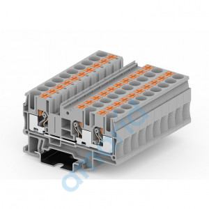 Клемма проходная, 6мм2, 3 конт., сер.