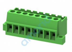 Male connector,5.08mm pitch,10P,with fixing flange, зелён., Supu, MC-PC5.08V10C-B-0001