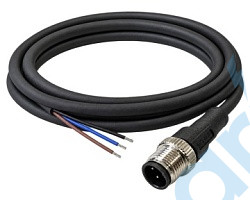 (СЦМ120025-04A-2-03000) Кабель M12 для подключения датчиков и актуаторов, 4A, штыревой, 3000 мм, прямой, полиуретан, черный, свободный конец, STEZ, 185210405