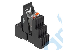 (РПМ-4-220D-4AD/SG) Реле в сборе, 220 В DС, 4 золоченных конт., 50 мА, защитный диод, LED, тестовая кнопка, STEZ, 60410007