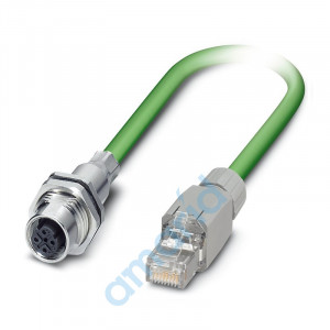 Готовый кабель PROFINET, тип В, CAT5e, экранированный, четверка звездообразной скрутки, AWG 22, гибкий (7-проволочный), RAL 6018 (, Phoenix Contact, 1404367