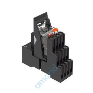 (РПМ-4-24D-2BD/S) Реле в сборе, 24 В DС, 2 конт., 12 А, защитный диод, LED, тестовая кнопка, STEZ, 60410011
