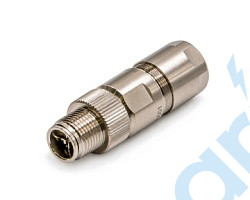 (СЦМ12-08X1LJMY) Разъем для передачи данных, Ethernet cat. 6a (10 Гбит/с), резьба М12, штыревой, прямой, кодировка 8X, обжимные контакты, материал корпуса - латунь никелированная, экранированный, ввод кабеля 6-8 мм, STEZ, 185200723