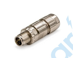 (СЦМ12L-08X1NJMY) Разъем для передачи данных, Ethernet cat. 6a (10 Гбит/с), резьба М12, штыревой, прямой, кодировка 8X, обжимные контакты, материал корпуса - алюминий никелированный, экранированный, ввод кабеля 6-8 мм, STEZ, 185200725
