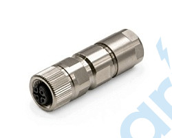 (СЦМ12-04A1LJFY) Разъем сигнальный, резьба М12, гнездовой, прямой, кодировка 4А, обжимные контакты, материал корпуса - латунь никелированная, экранированный, ввод кабеля 6-8 мм, STEZ, 185200726