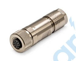(СЦМ12-08A1LJFC) Разъем для передачи данных, Ethernet cat. 5e (1000 Мбит/с), резьба М12, гнездовой, прямой, кодировка 8А, прокалывание изоляции, материал корпуса - латунь никелированная, экранированный, ввод кабеля 6-8 мм, STEZ, 185200732