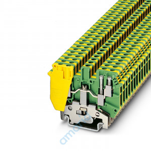 1-ярусная клемма защитного провода с расположенными с обеих сторон сдвоенными гнездами, 0,2–2,5 мм2, ширина: 5,2 мм, зелено-желтый